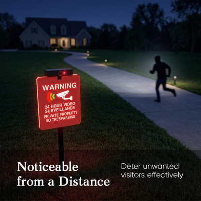 No Trespassing Warning Sign With Solar Charge Lighting