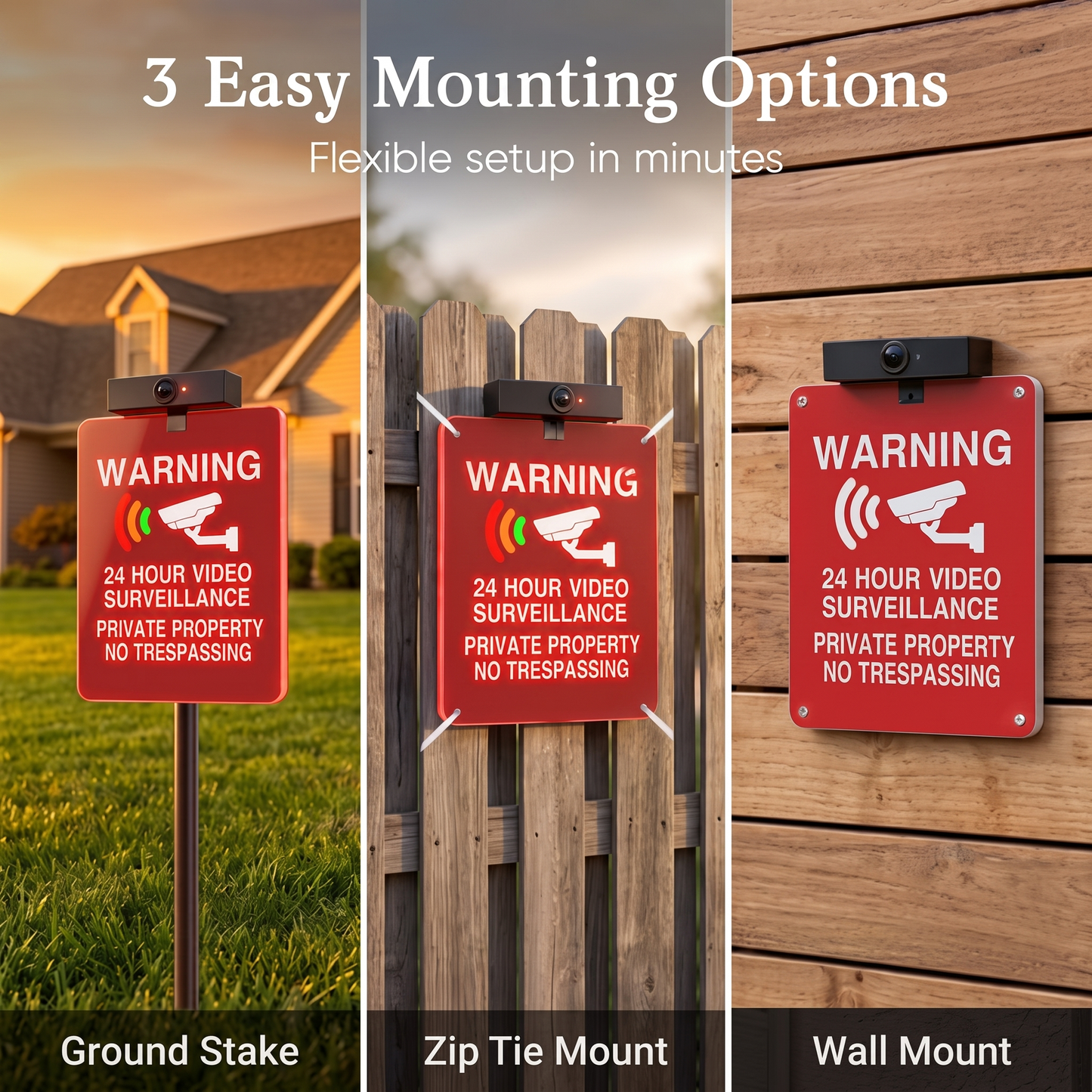 No Trespassing Warning Sign With Solar Charge Lighting