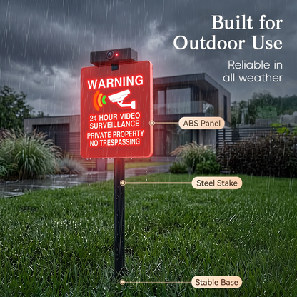 No Trespassing Warning Sign With Solar Charge Lighting