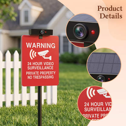 No Trespassing Warning Sign With Solar Charge Lighting